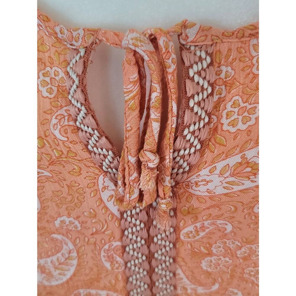 Patrons of Peace Boho Hippie Festival Coral Paisley Ruffle Tank Top Size XS - Picture 8 of 12